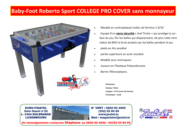 Baby Foot Roberto Sport COLLEGE PRO COVER sans monnayeur – Image 2