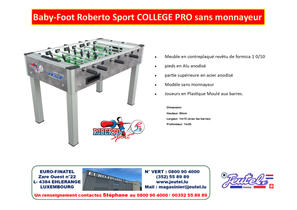 Baby-Foot Roberto sport COLLEGE PRO sans monnayeur – Image 2