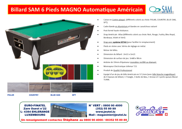 Billard SAM 6 Pieds MAGNO Automatique Américain 6 pieds – Image 2