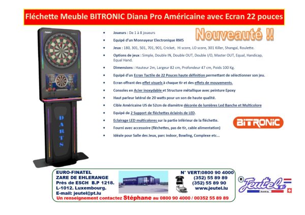 Fléchette Meuble BITRONIC Diana Pro 22 pouce Américaine – Image 2