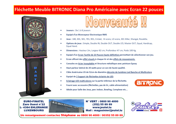 Fléchette Meuble BITRONIC Diana Pro 22 pouces Américaine – Image 2